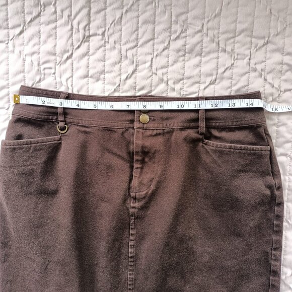 Chaps Brown Cotton Skirt - Size 6 - Stretch Fit - Picture 7 of 9